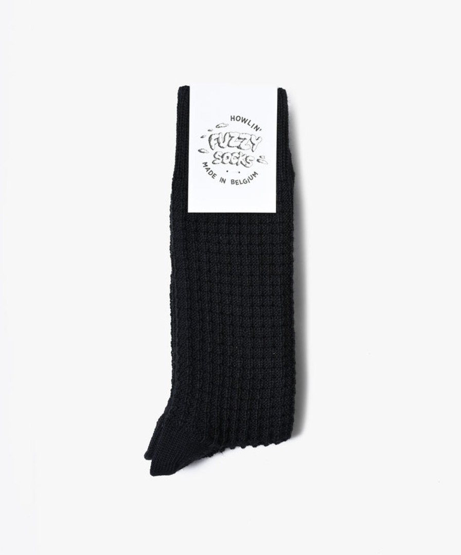 Women Howlin' | Fuzzy Waffle Socks - Black