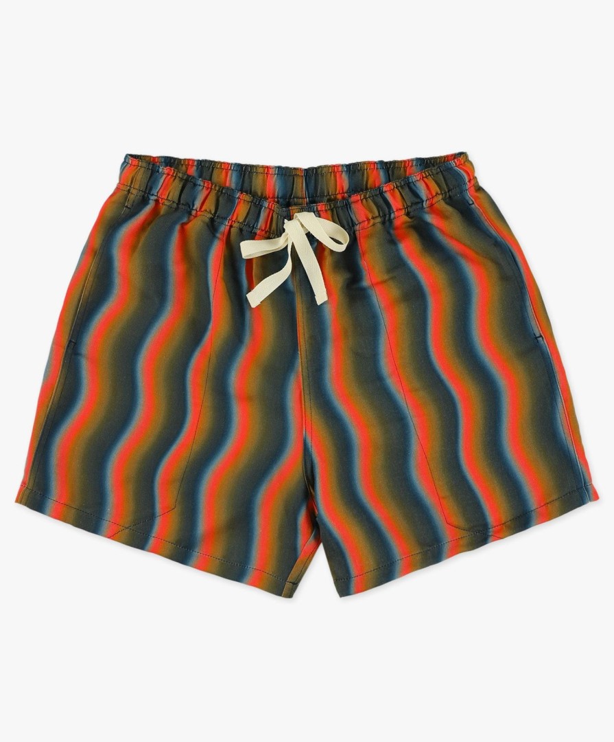 Men Howlin' | Smiling Shorts - Cognac Wave Hemp Print