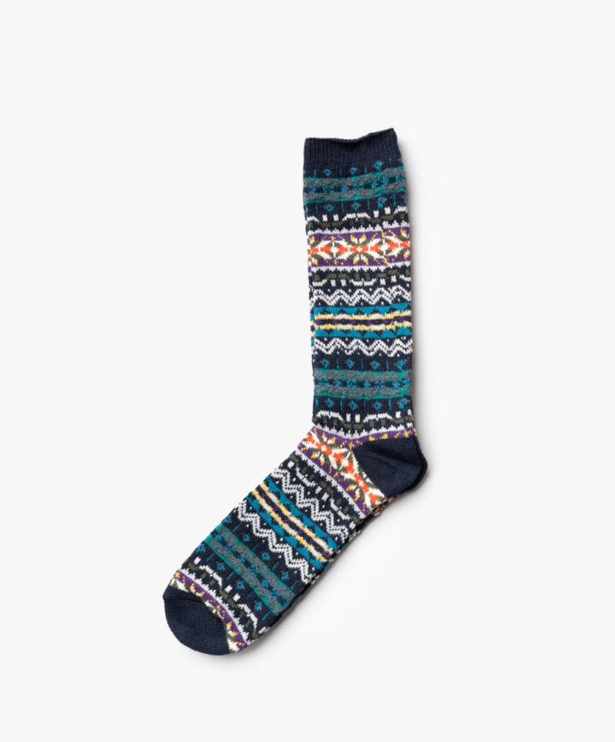 Women Anonymous Ism | Fairisle Crew Socks - Navy