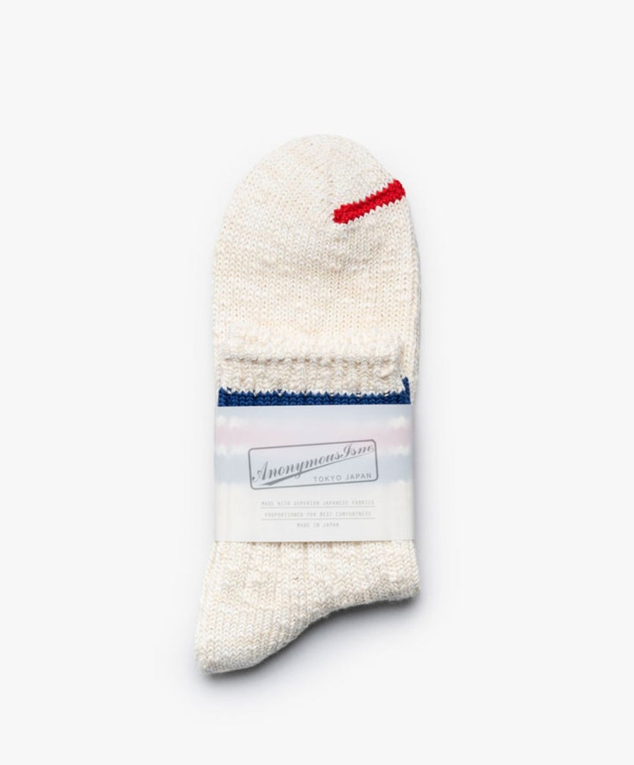 Women Anonymous Ism | 3 Line Slub Socks - Off White