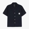 Men Howlin' | Cocktail Shirt With Music Note - Navy Japanese Seersucker