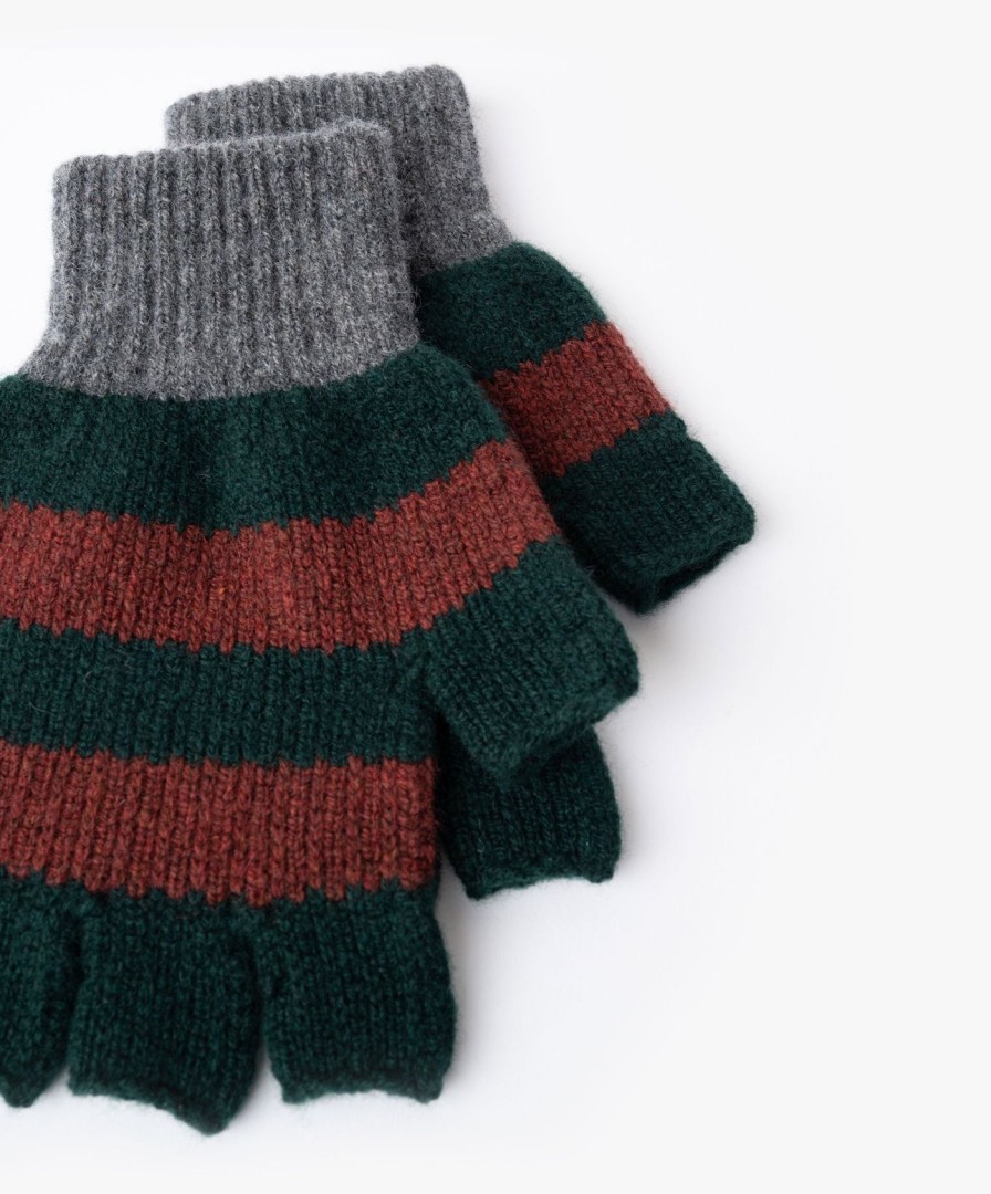 Women Howlin' | Striped No Fingers Gloves - Green