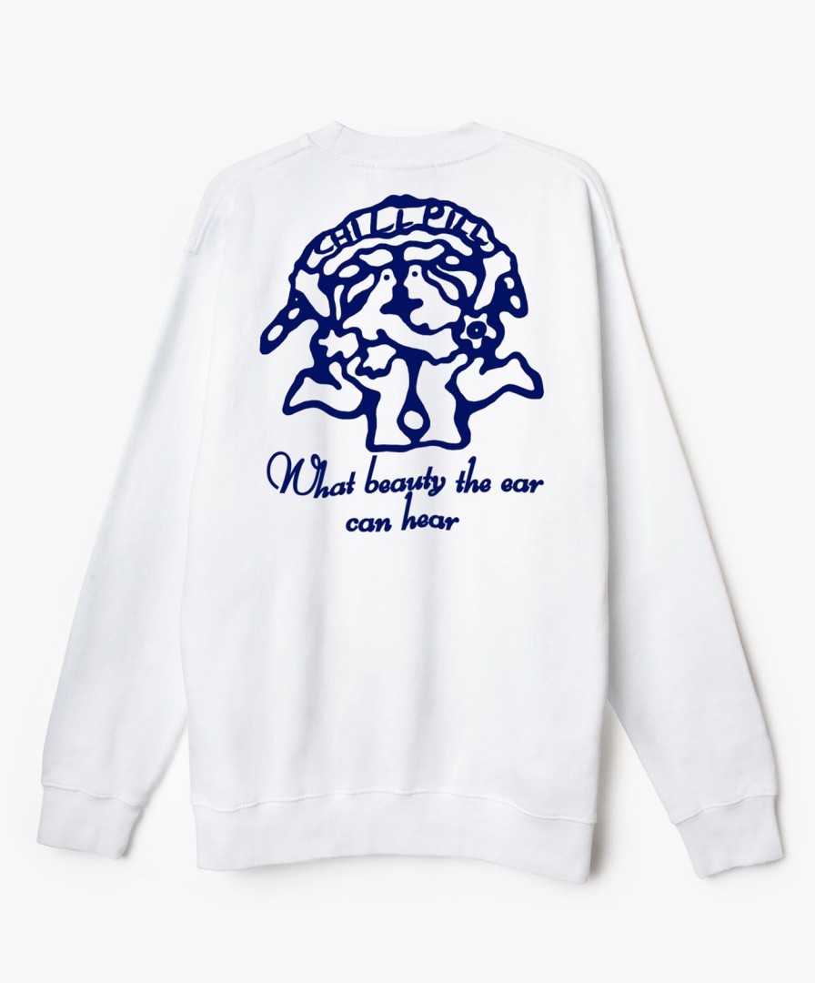 Men Public Possession | Chill Pill Crewneck - White