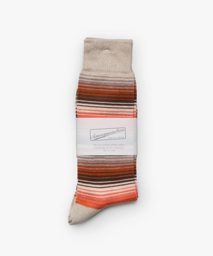 Women Anonymous Ism | Sarape Stripes Crew Socks - Beige