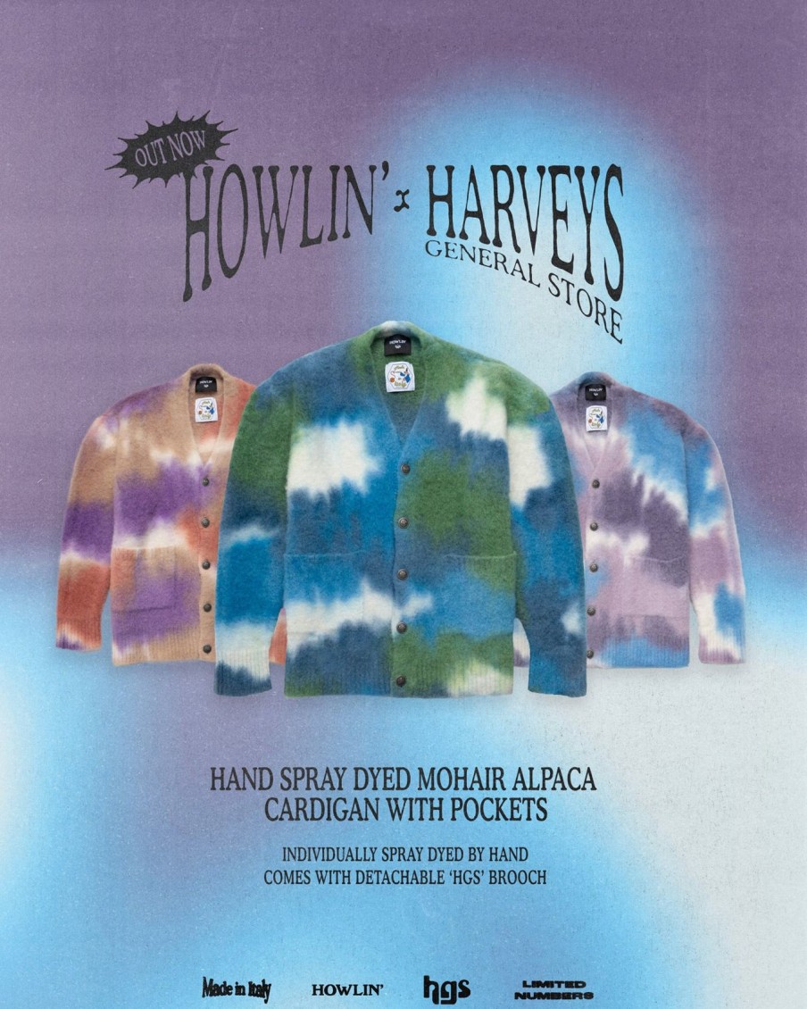 Men Howlin' | Hand Spray Dyed Cardigan - Midnight Mix *Ltd