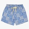 Men Howlin' | Smiling Shorts - Blue Madras Patchwork