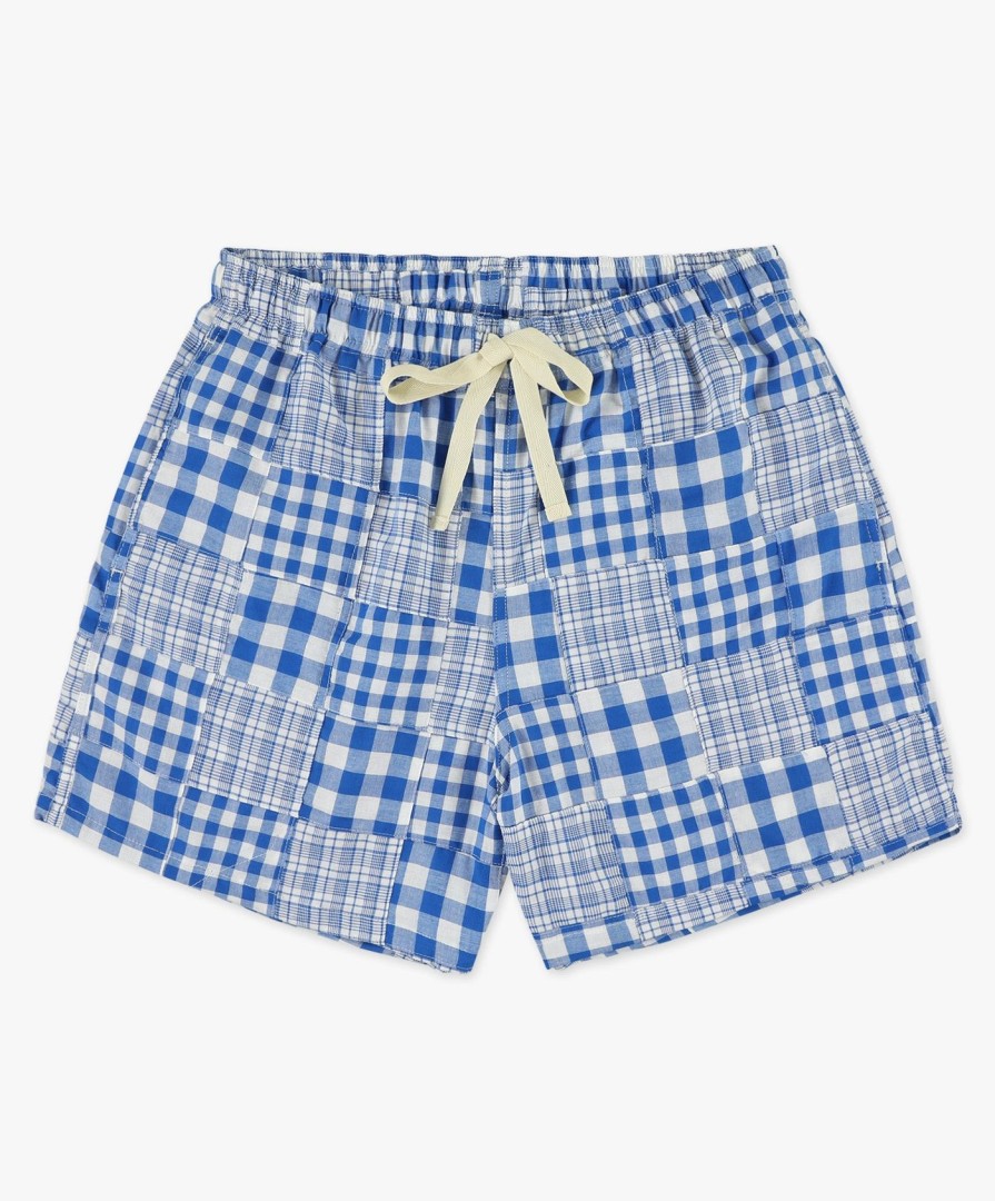 Men Howlin' | Smiling Shorts - Blue Madras Patchwork