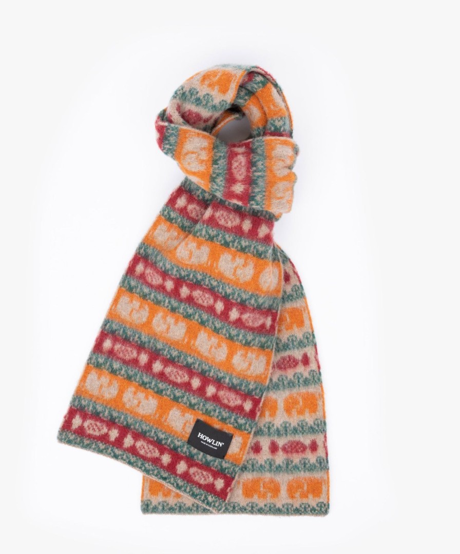 Women Howlin' | Elephants On Candy Scarf - Biscuit