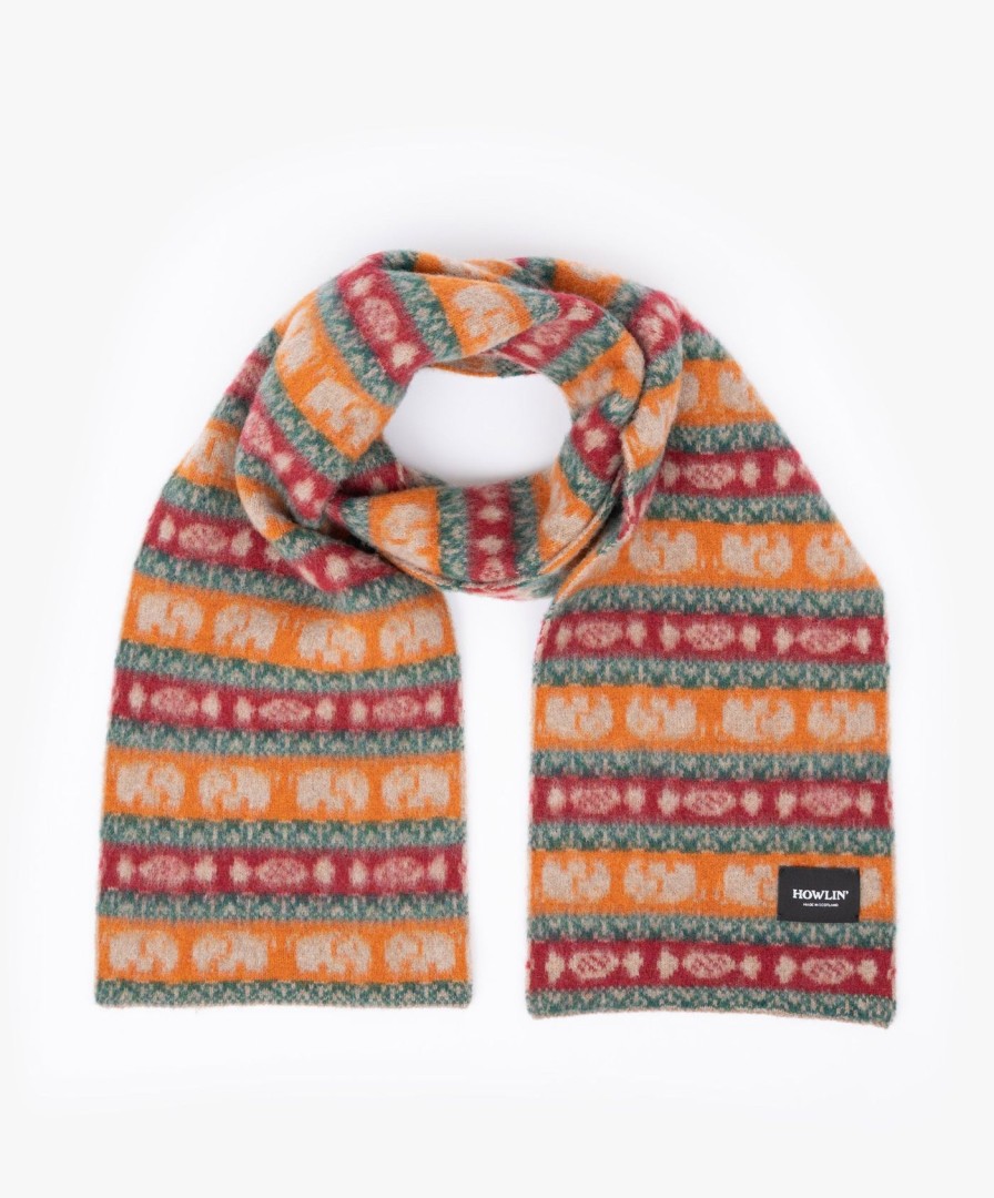 Women Howlin' | Elephants On Candy Scarf - Biscuit