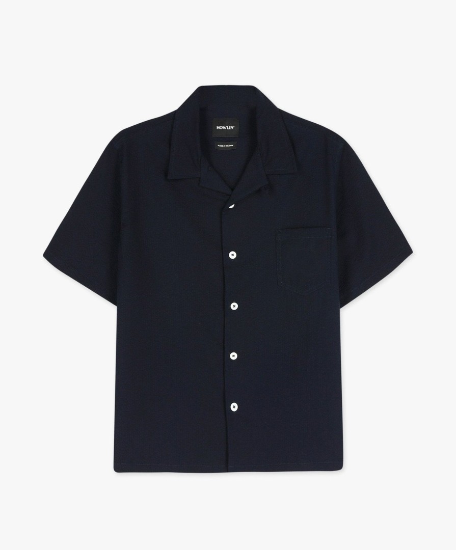 Men Howlin' | Cocktail Shirt - Navy Japanese Seersucker