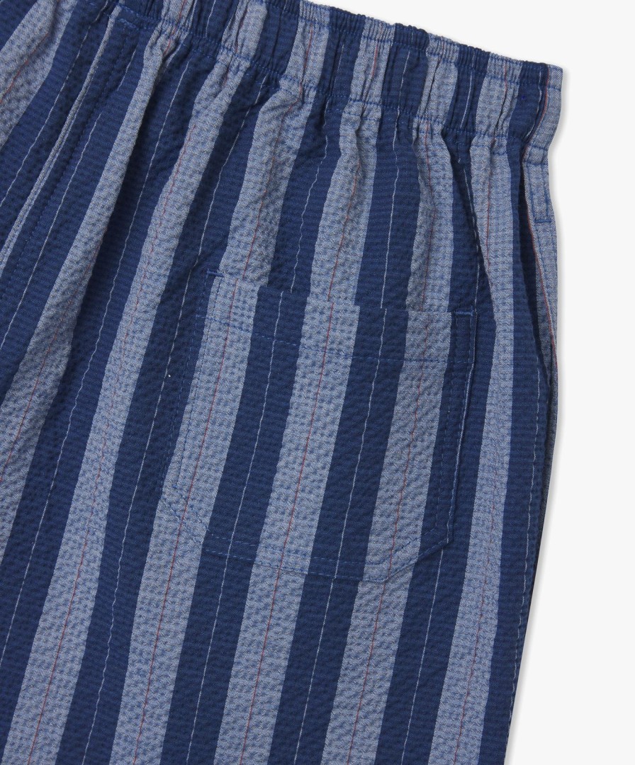 Men Howlin' | Smiling Shorts - Blue Stripes Seersucker