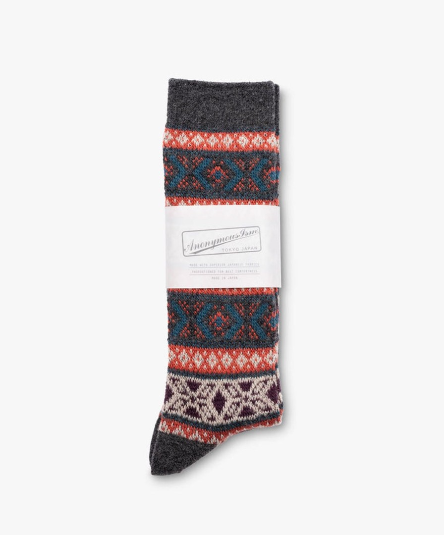 Women Anonymous Ism | Wool Jq Socks - Charcoal