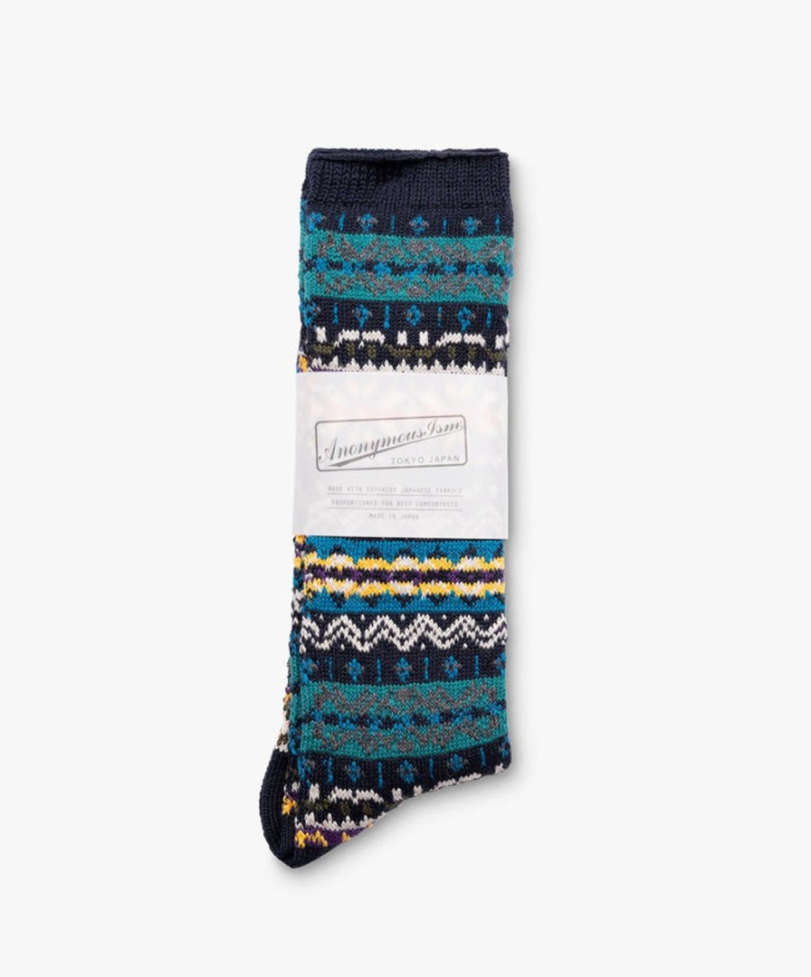 Women Anonymous Ism | Fairisle Socks - Navy