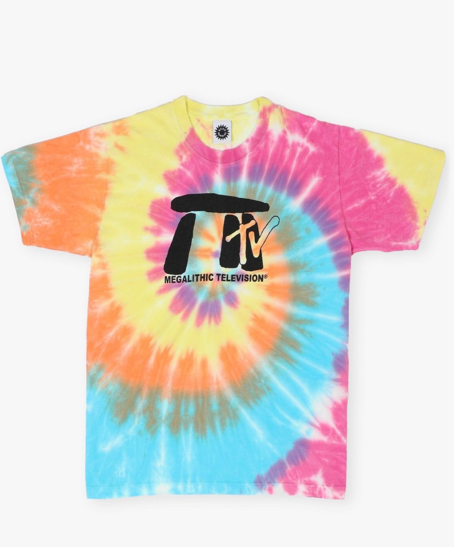 Men Good Morning Tapes | Megalithic Tv Ss Tee - Rainbow Tie Dye