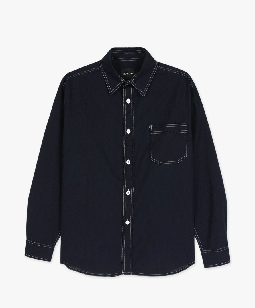 Men Howlin' | Everyday Shirt - Navy Japanese Seersucker