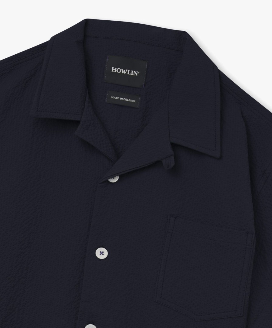 Men Howlin' | Cocktail Shirt - Navy Seersucker