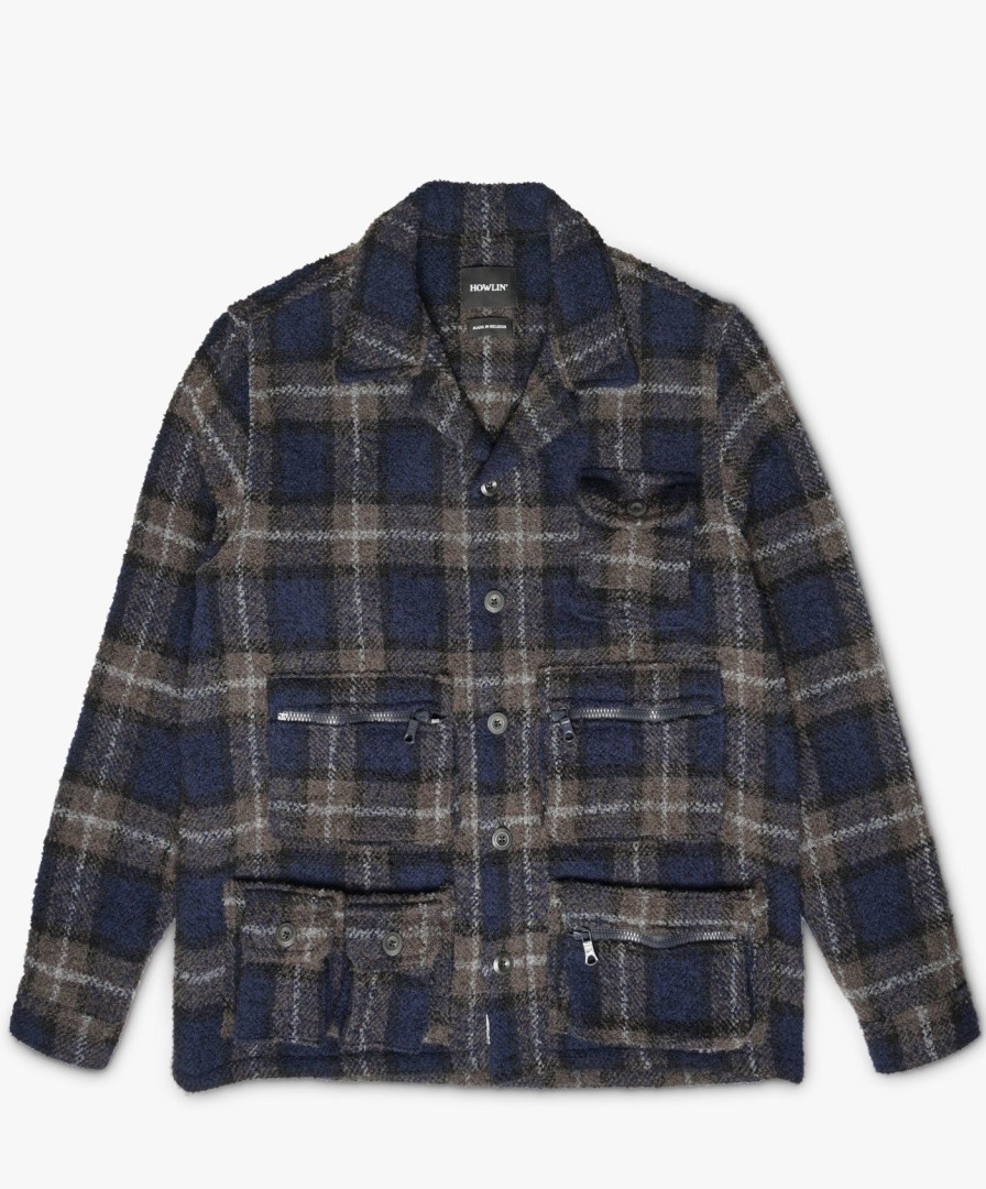 Men Howlin' | Check Wool Innerspace Shirt - Blue Check