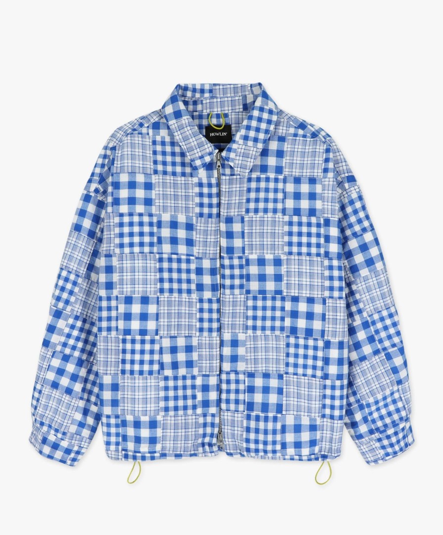 Men Howlin' | Boxy Swing Jacket - Blue Madras Patchwork