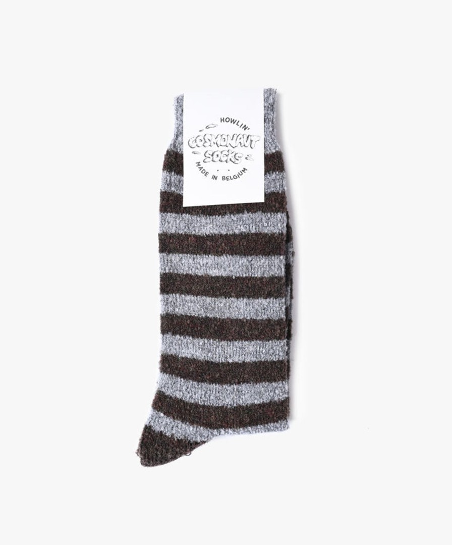 Women Howlin' | Cosmonaut Socks - Light Grey / Brown