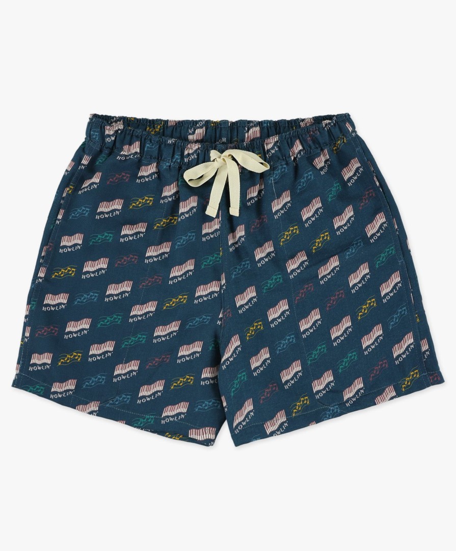 Men Howlin' | Smiling Shorts - Azzuro Howlin' Piano Hemp Print