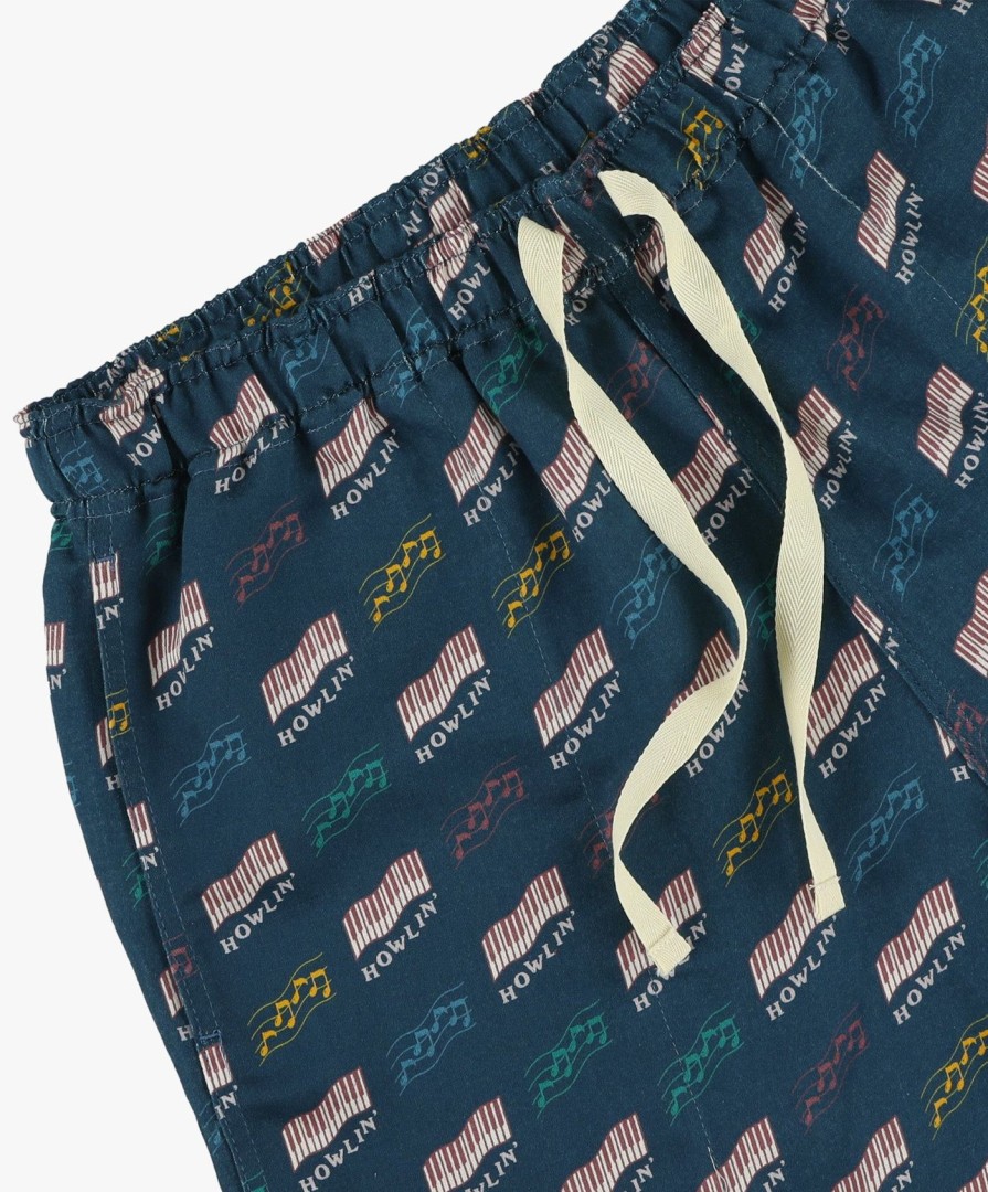 Men Howlin' | Smiling Shorts - Azzuro Howlin' Piano Hemp Print